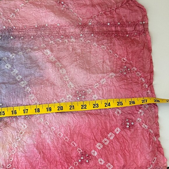 Vintage Betty B. Pink Textured Blouse One Size Long Sleeve Hand Dyed Semi Sheer - Picture 9 of 9